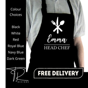 Printed Personalised Apron with pockets | Personalised Printed Kitchen Apron for Women & Men | Any Text