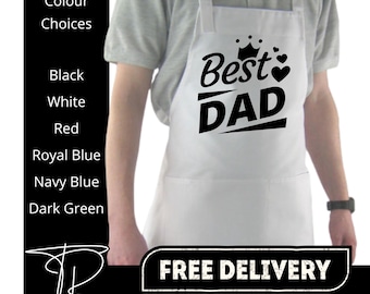 Best Dad Ever Father's Day Apron with pockets | Personalised Printed Kitchen Apron for Women & Men | Fathers Day Present | Father's Day