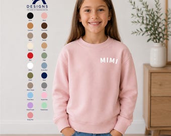 Personalised Kids Sweatshirt - Custom Kids Kids Crew Neck Fleece Sweatshirt - Blush