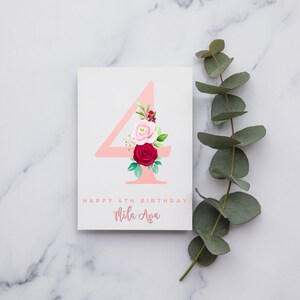 Personalisierte 4. Geburtstagskarte | Happy 4th Birthday Karte | Geburtstagskarte | vierte Geburtstagskarte