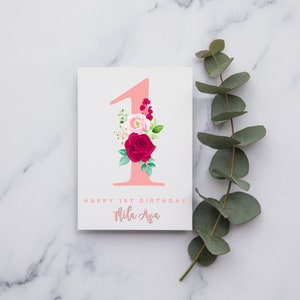 Carte 1 1er anniversaire personnalisée | Bonne carte de 1er anniversaire | | de carte d’anniversaire Carte du premier anniversaire