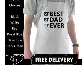 Best Dad Ever Father's Day Apron with pockets | Personalised Printed Kitchen Apron for Women & Men | Fathers Day Present | Father's Day