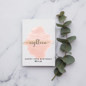 Biglietto di 18° compleanno personalizzato / Biglietto A6 o quadrato / Buon compleanno / Biglietto per lui / Biglietto di buon compleanno / Biglietto di diciotto compleanni