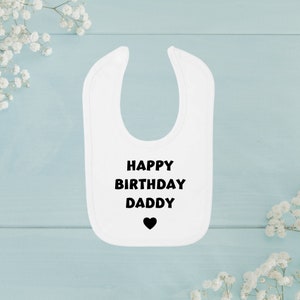 Happy Birthday Daddy Baby Bib | Happy Birthday Papa |  Baby-|  Baby-| KleinkindIb Mit Namen | Rot | Weiße | Rosa Baby-Ätzchen