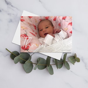 Bebé personalizado gracias tarjetas, bebé gracias, bebé tarjetas de agradecimiento foto, nuevo bebé gracias tarjetas
