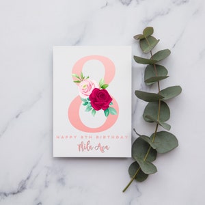Cartão de aniversário personalizado de 8o | 8o aniversário feliz cartão comemorativo | Cartão de aniversário | oitavo cartão de aniversário