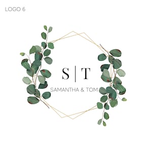 Wedding logo design | Wedding monogram | eucalyptus wedding logo | Floral wedding logo | Logo initials | Wedding emblem | Luxury monogram