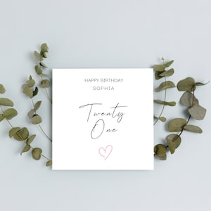 Carte personnalisée du 21e anniversaire | Carte A6 ou Carré | Joyeux anniversaire | Carte pour lui | Carte de joyeux anniversaire | Carte d’anniversaire de Vingt et un