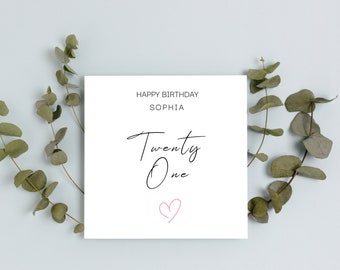 Personalised 21st Birthday Card | A6 or Square Card | Happy Birthday | Card for Him | Happy Birthday card | Twenty One birthday Card