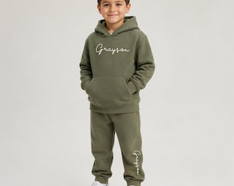 Personalized Kids Tracksuit, Cotton Polyester Blend, Custom Name