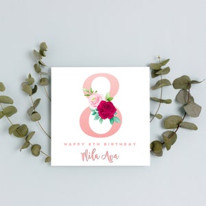 Cartão de aniversário personalizado de 8o | 8o aniversário feliz cartão comemorativo | Cartão de aniversário | oitavo cartão de aniversário