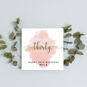 Personalised 30th Birthday Card | A6 or Square Card | Happy Birthday | Card for girl | Happy Birthday card | thirty birthday Card