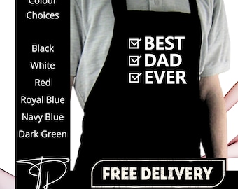 Best Dad Ever Father's Day Apron with pockets | Personalised Printed Kitchen Apron for Women & Men | Fathers Day Present | Father's Day