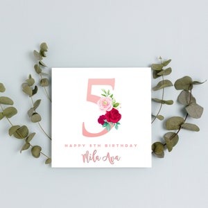 Biglietto di 5° Compleanno Personalizzato / Biglietto di Buon 5° Compleanno / Biglietto di Compleanno / Quinto Biglietto di Compleanno