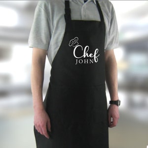 Chef Printed Personalised Apron with pockets | Personalised Printed Kitchen Apron for Women & Men | Any Text