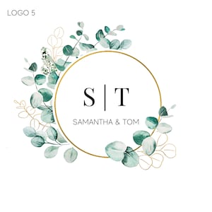 Wedding logo design | Wedding monogram | eucalyptus wedding logo | Floral wedding logo | Logo initials | Wedding emblem | Luxury monogram