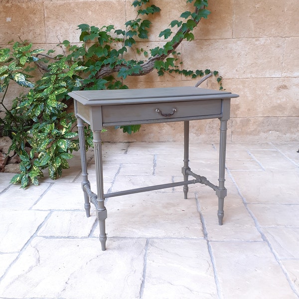 Table d'appoint / Bureau / Meuble d'entrée en bois patiné vert gris