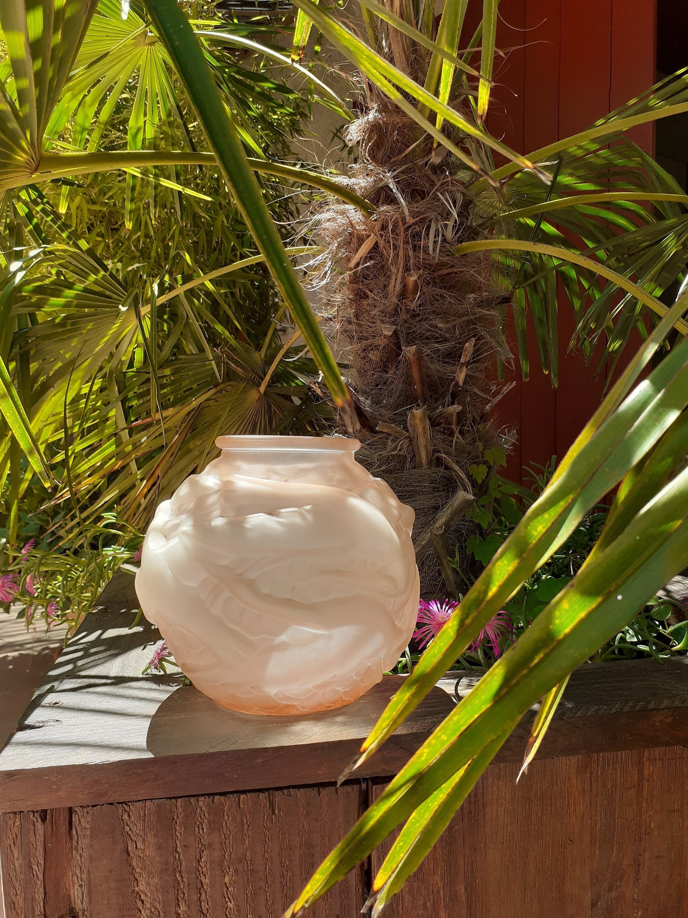 Vase rose Poudré En