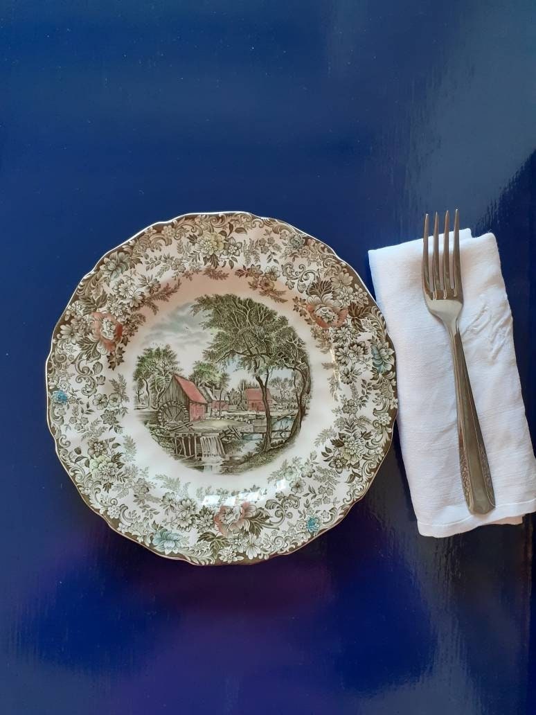 8 Assiettes Plates Johnson Bros - Mill Stream Ironstone Faïence Anglaise