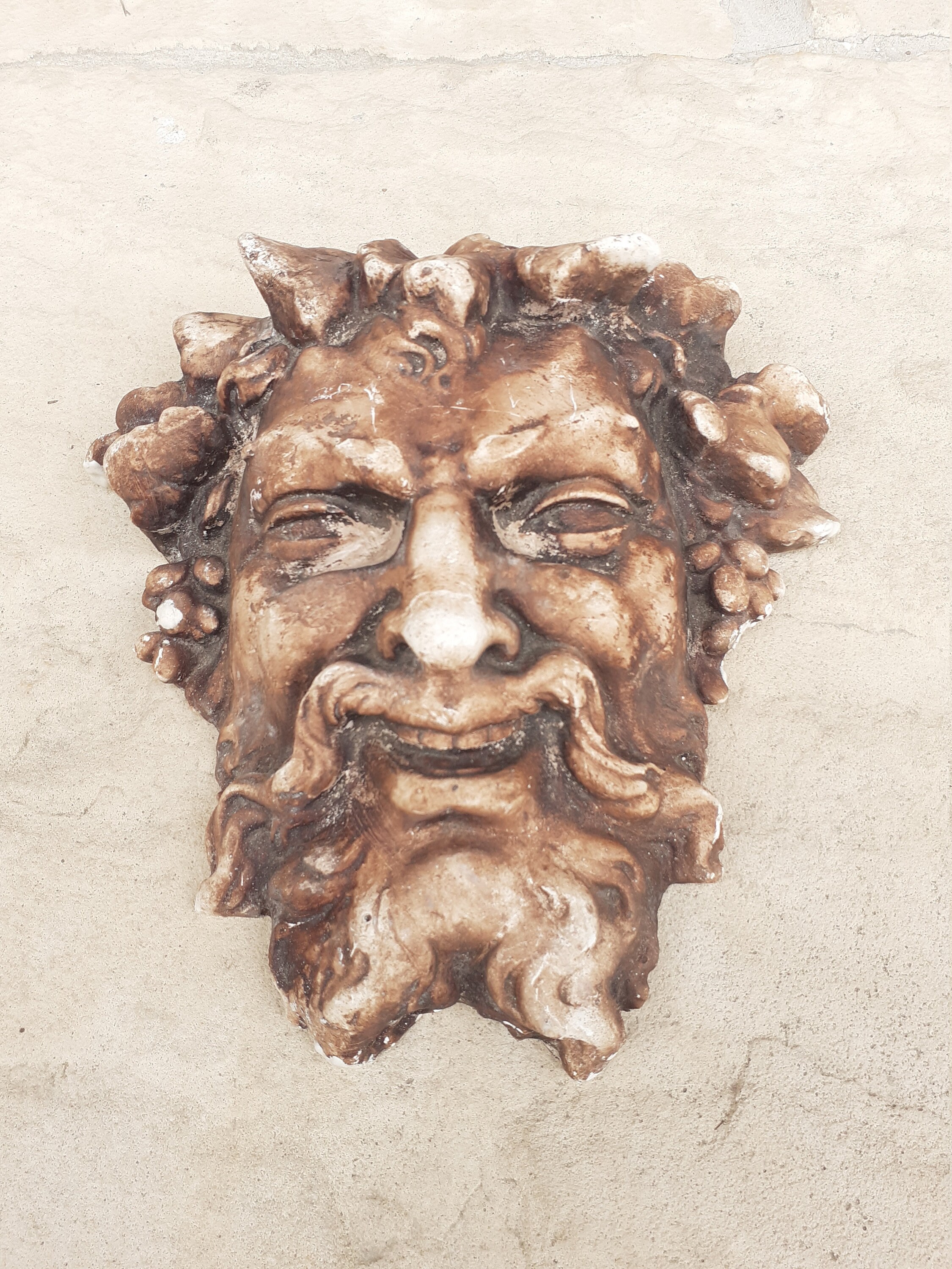 Tête de Bacchus en Platre Accroche Au Mur Déco Antique