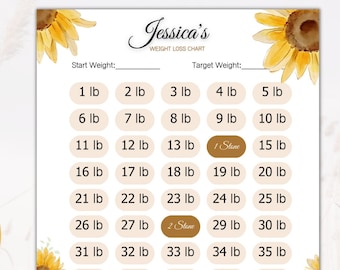 Weight Loss Chart Printable Personalised Tracker Watchers 4 stone/56lb Sunflower 2023 Floral watchers Slimming World Poster Instant download