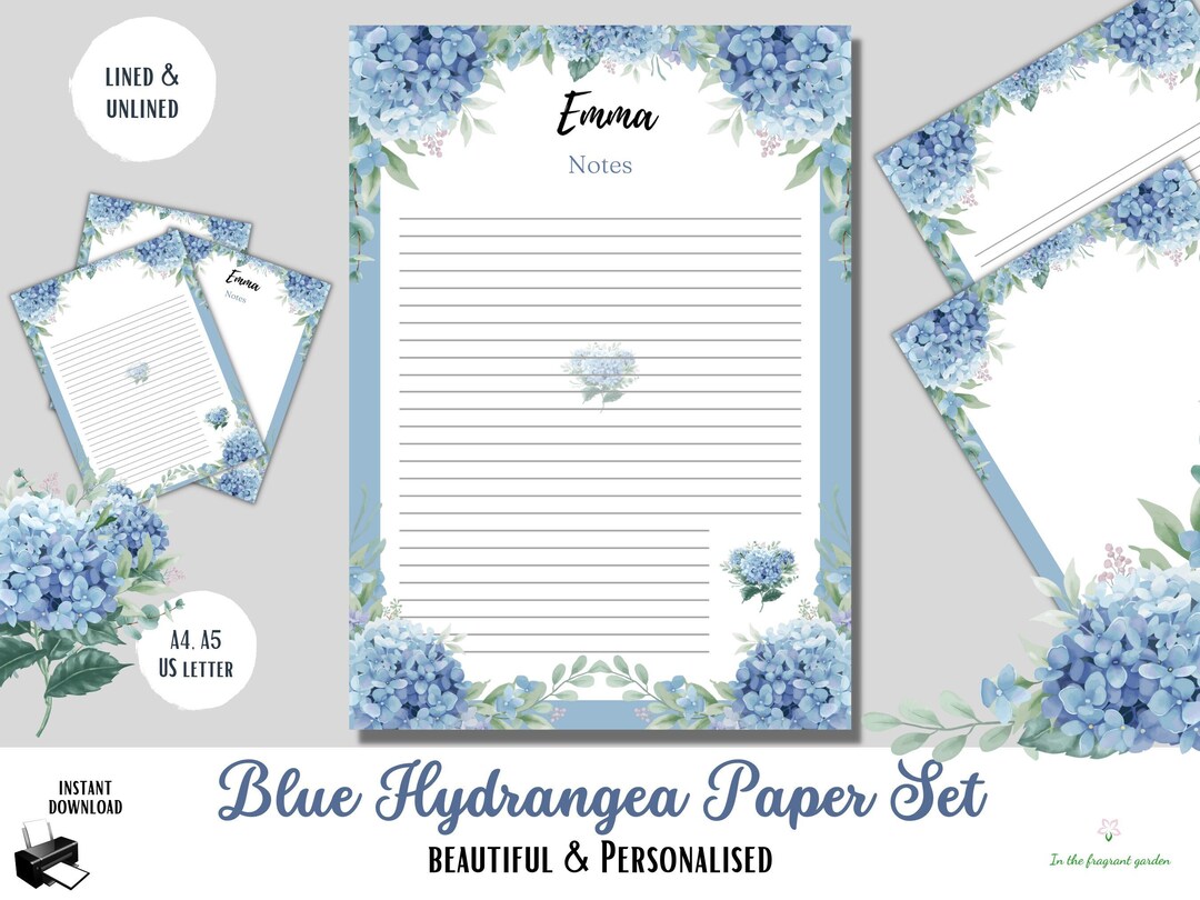 Floral Stationery Floral Letters Instant Download Writing Pad Notes ...