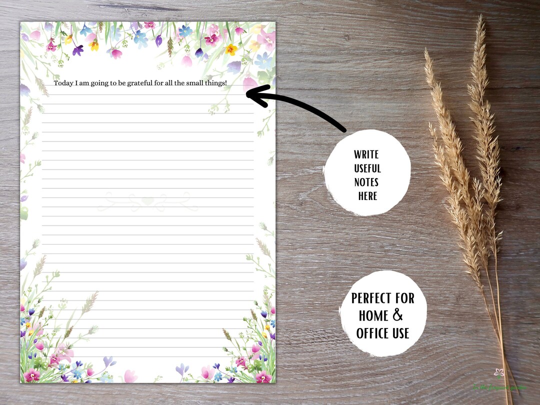 Pretty Letter Writing Lined Paper Instant Download Flower - Etsy