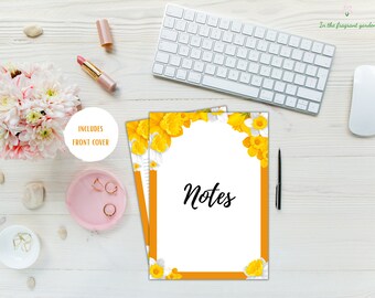 Personalized Daffodil Stationery, Floral Lined Paper (Digital Download)