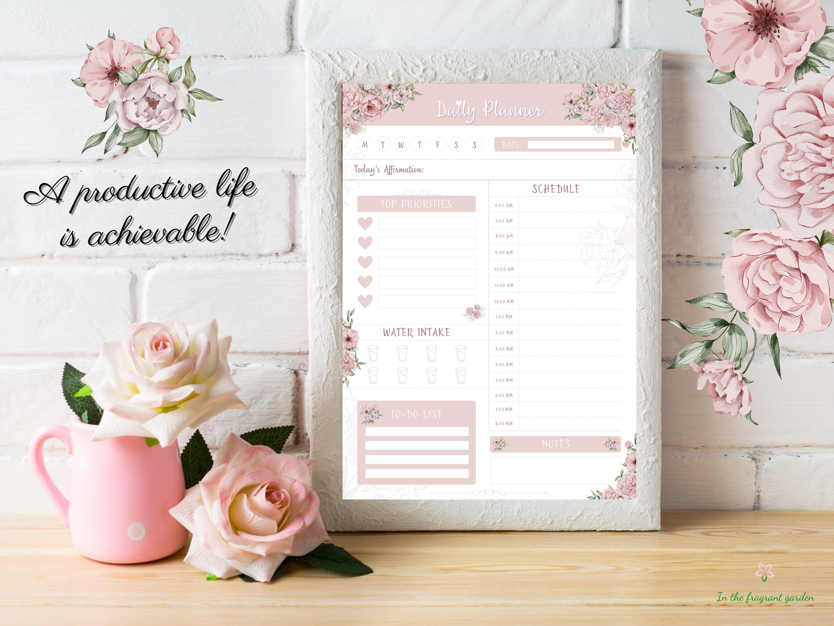 Downloadable Digital Daily Planner Printable Hourly Work Day Schedule ...