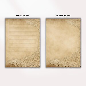 Shabby Victorian Vintage Lace Stationery | Lined Paper Instant Download | Elegant Printable ...