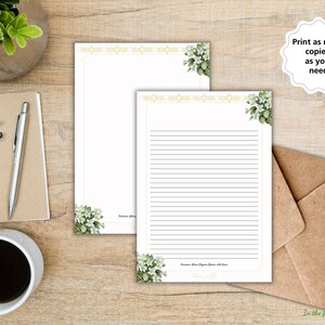 Briefpapier Geboortemaand februari Sleutelbloem Bloem Bloemen Instant download gelinieerd schrijfblok Notitiepagina Afdrukbaar Cottage Core Papier Verjaardagen