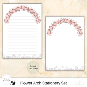 Romantische Bloemenboog Bruidshuwelijksgeloften brief briefpapier Bloemen Gelinieerd Papier verloving verloofde schrijven Afdrukbaar Briefpapier Romantisch schattig