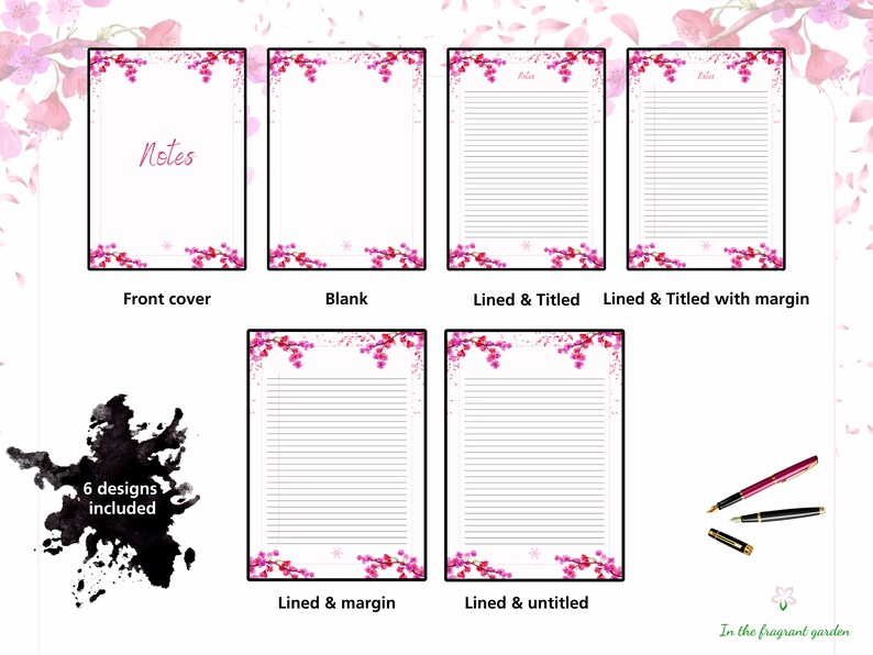 Stationery Stationary Printable Lined Paper Margin Office Download Pink ...