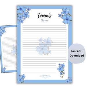 Biglietti d'auguri personalizzati con fiori "Non ti scordar di me", cancelleria stampabile (download digitale)