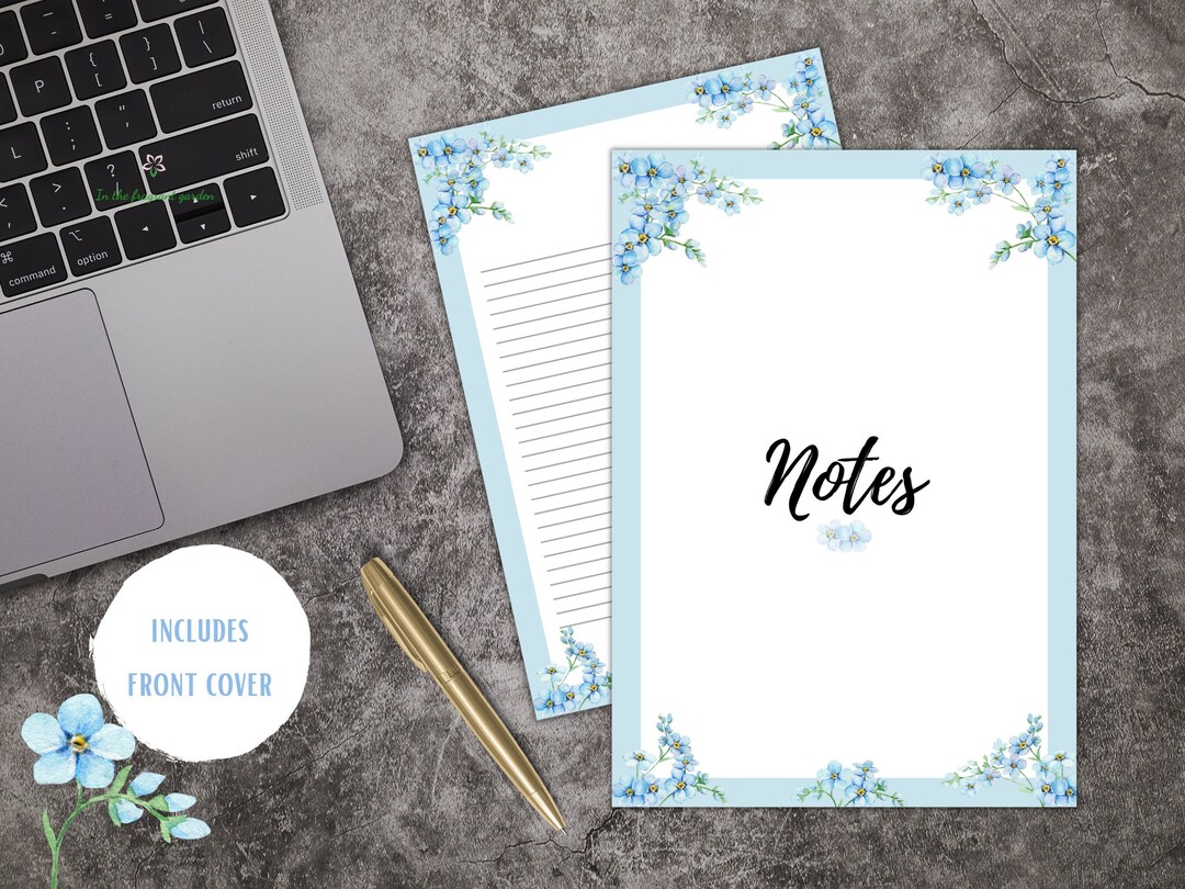 Personalised Floral Forget Me Not Notes Page (digital Download) - Etsy