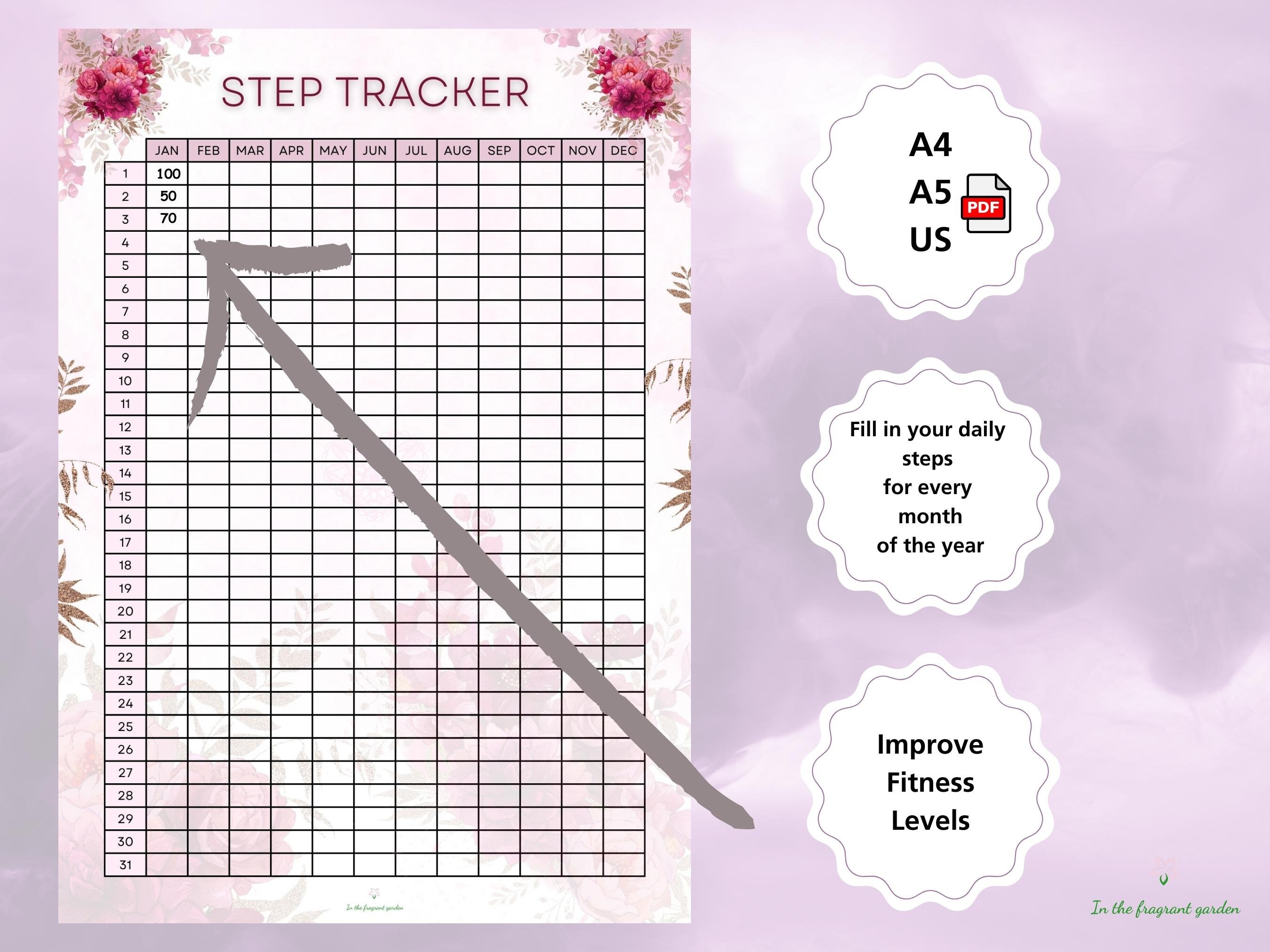 Steps Tracker Step Tracker Floral Weight Watchers Slimming World Daily ...