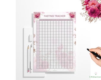 Intermittent fasting tracker Printable Daily log Sheet PDF Floral Intermittent Schedule Tracker Meal Track Journal Download food fast hours