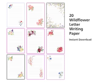 Ensemble de papeterie fleurs sauvages | Papier à lettres floral (téléchargement numérique)