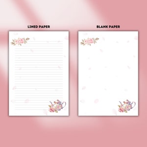Chá da tarde, papelaria chique, papel forrado floral, download de papel de escrita a4, papelaria para impressão, penpal, romântico, doce, rosa, pétala de rosa
