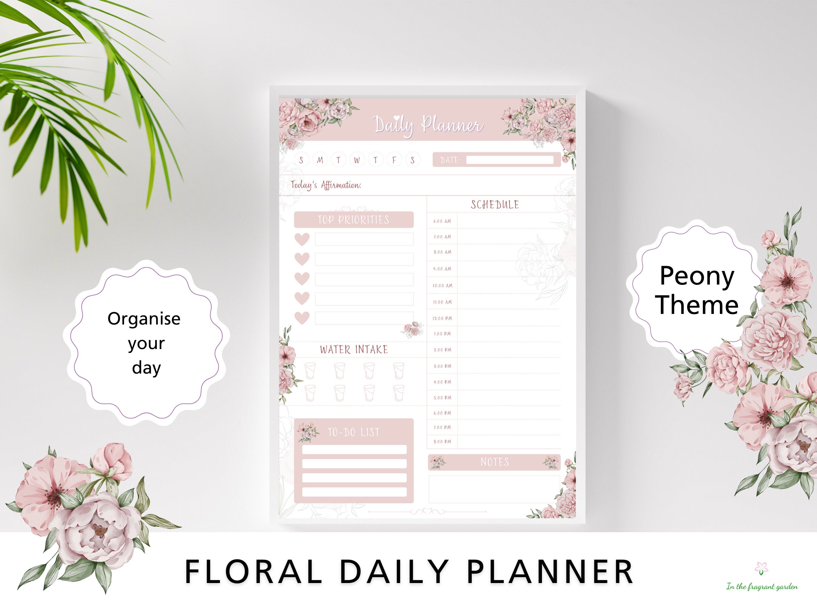 Downloadable Digital Daily Planner Printable Hourly Work Day Schedule ...