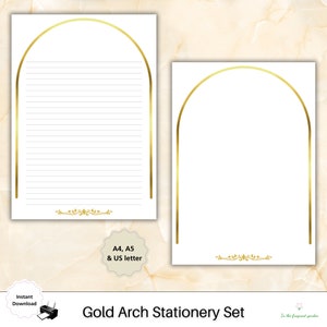 Gouden Boog Bruidshuwelijksgeloften brief briefpapier Bloemen Gelinieerd Papier verloving verloofde schrijven Afdrukbaar Briefpapier Romantisch Huwelijksbruiloft