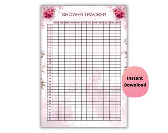 Floral Shower Tracker Printable, Self-Care Checklist (PDF Download)