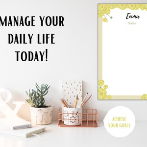 Stationery Notes Page Printable Lined Note Template Note Taking Writing Paper Planner Insert notebook Personalised Floral buttercup Flower