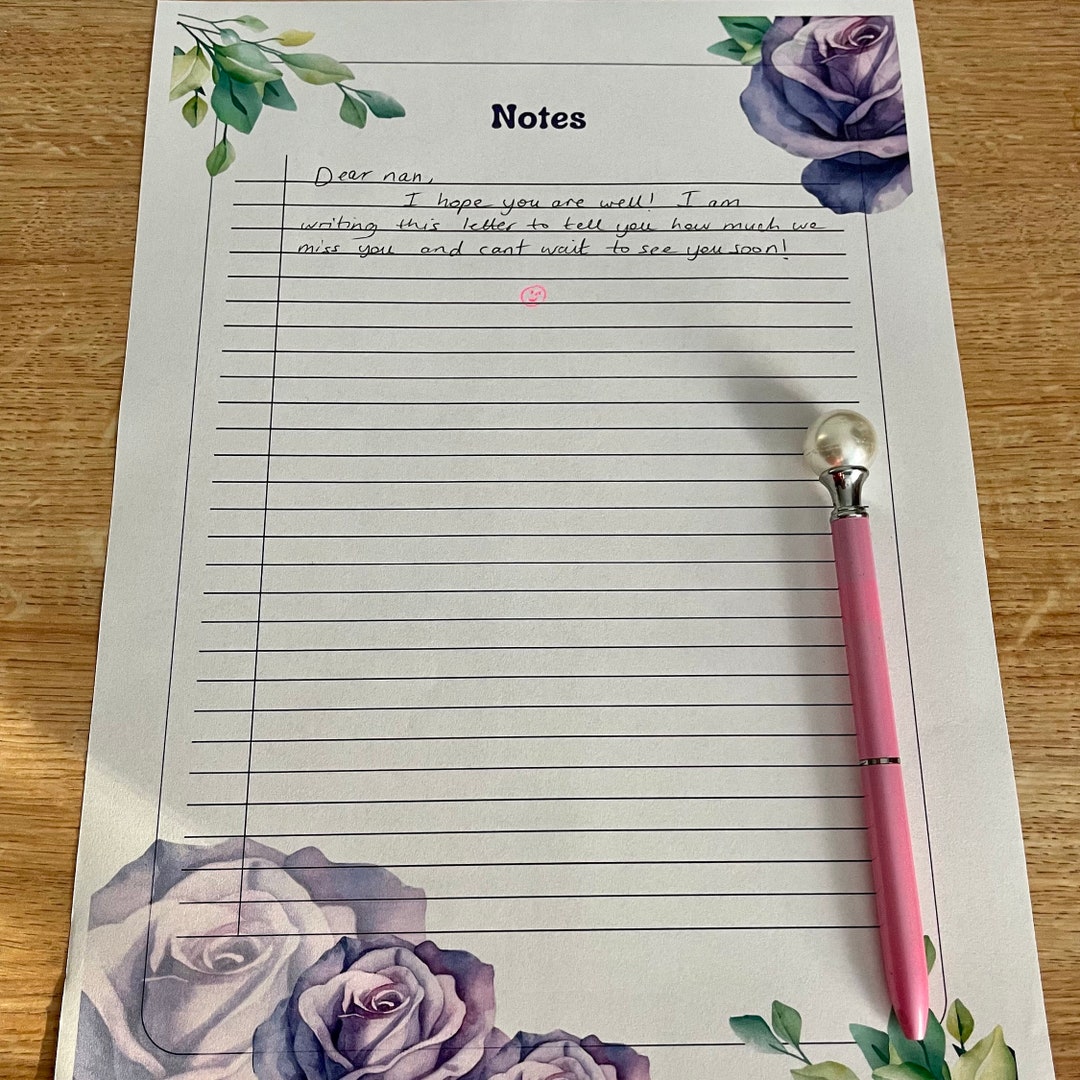 Floral Stationery Paper, Purple Rose Design (digital Download) - Etsy