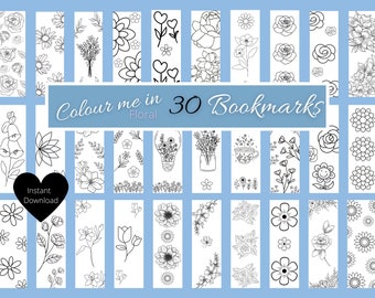 Floral Coloring Bookmarks, DIY Spring Flower Activity (PDF Pattern)