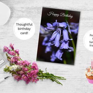 Tarjeta de cumpleaños Flor Floral feliz cumpleaños imprimible Bluebells Jardín esposa tarjeta floral Floral Bluebells Cumpleaños para su saludo Bluebells