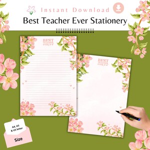 El mejor maestro de todos los tiempos, regalo de cumpleaños, papelería, carta, papel para escribir, forrado floral, descarga de agradecimiento, escritura, escuela imprimible, clase universitaria