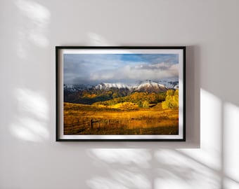Telluride Colorado Print: Fall Aspen, Snowy Mountain Landscape