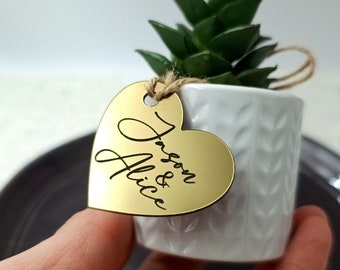 Wedding favor tags, personalized heart tags for wedding favors, acrylic wedding thank you tags, heart gift tags, wedding favors, set of 10pc