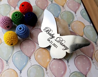 Personalized baby shower favors - Butterfly magnets in gold silver of copper